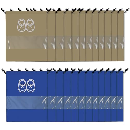 Image of Heart Home Pack of 24 Travel Shoe Organizer | Storage Bags | Travel Carrying Bag | Storage Organizers Set | Shoe Cover with Transparent Window | Shoe Dori Cover | Brown & Royal Blue