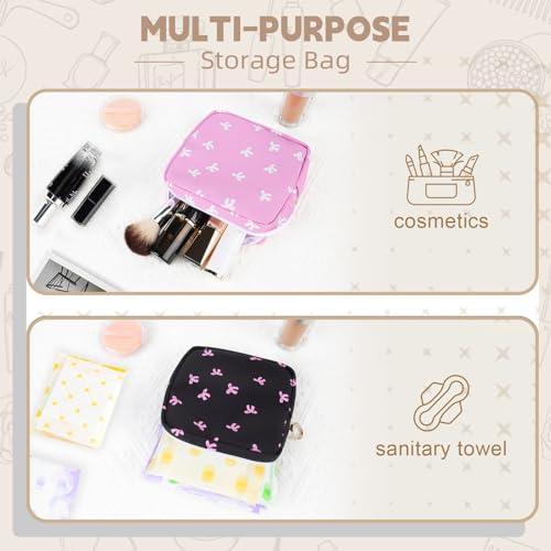 Image of Period Bag for Teen Girls, Canvas Sanitary Napkin Storage Bag with Zipper, Portable Menstrual Pad Bag Tampon Holder for Purse