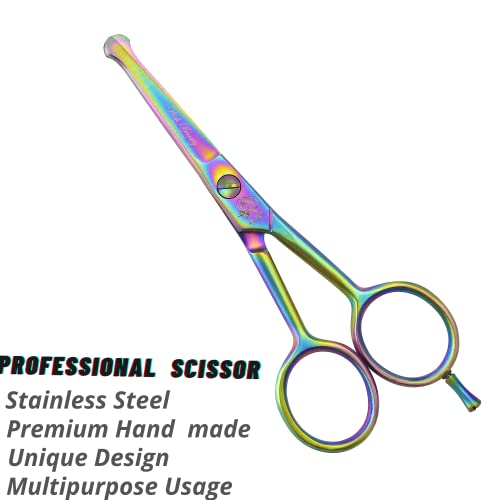 Wishbeauty Hairdressing Safety Scissors With Round Tips - Curved Professional Hair Trimming for Kids Children Baby (Rainbow 4.5") - Image 4