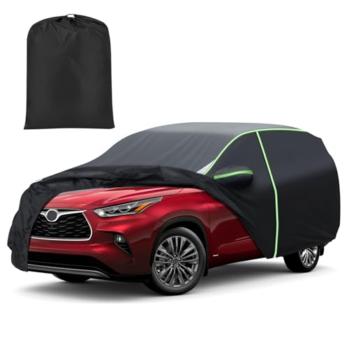 Image of Mixsuper Liner Car Cover for Toyota Highlander 2001-2025, 7 Layers Waterproof Car Cover Accessories for Highlander with Zipper Door, Windproof Straps, Reflective Strips, Anti-UV, All Weather