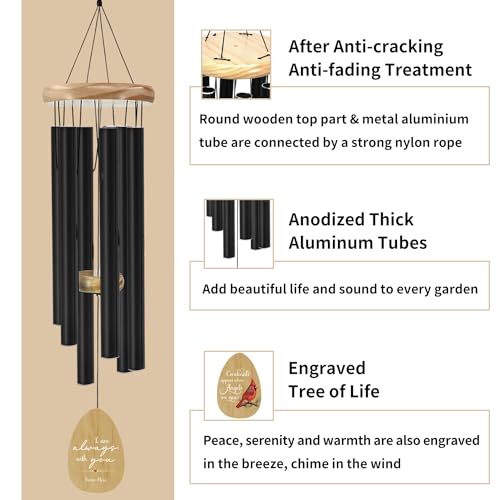 Image of ASTARIN Personalized Wind Chimes Memorial,30 Inch Wind Chimes for Outside Deep Tone, Custom Unique Wind Chimes for Loved One, Wind Chimes for Home Garden Patio Balcony Decor