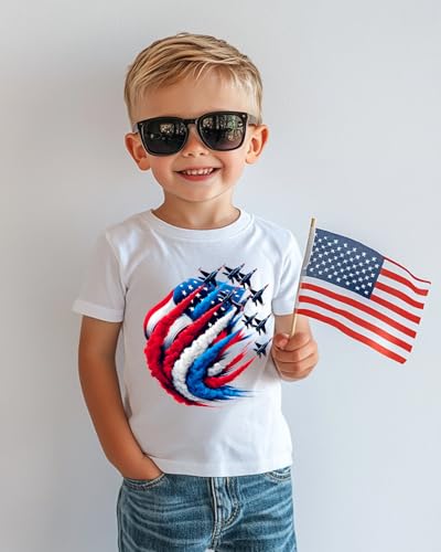Habudda 4th of July Shirt for Boys Girls Kids Toddler USA Shirts, Red White and Blue American Flag Independence Day Patriotic Tee 2T-8T3