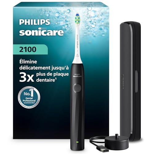 Brosse à dents électrique sonique Philips Sonicare série 2000 – 2 niveaux d’intensité, EasyStart, SmarTimer, 14 jours d’autonomie, étui de voyage, coloris...