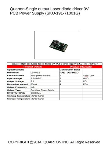 Quarton-Single Output Laser diode Driver 3V PCB Power Supply (191-71001G), 3PCS