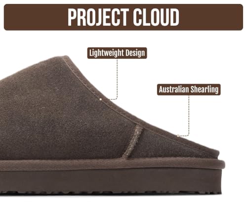 Image of Project Cloud Men's 100% Genuine Leather Shearling Memory Foam Slippers