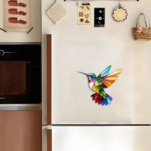 Imán de colibrí estilo vidriera acrílico miniatura 6