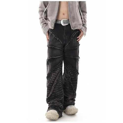 Y2K Jeans Men's Hip Hop Vintage Jeans Gothic Spider Web Ragged Edge Loose Wide Leg Pants2