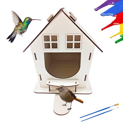 Liwein Casita para Pájaros, Comedero Colgante de Aves, Comedero Pajaros Exterior, Madera 1 Ud 22x14x18 cm, A La Intemperie para Jardín Al Aire Libre árbol o Balcón (Madera, Smile B)