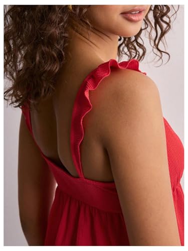 Women's Tie Front V Neck Camisole Top Sleeveless Ruffle Hem Peplum Crop Tops2