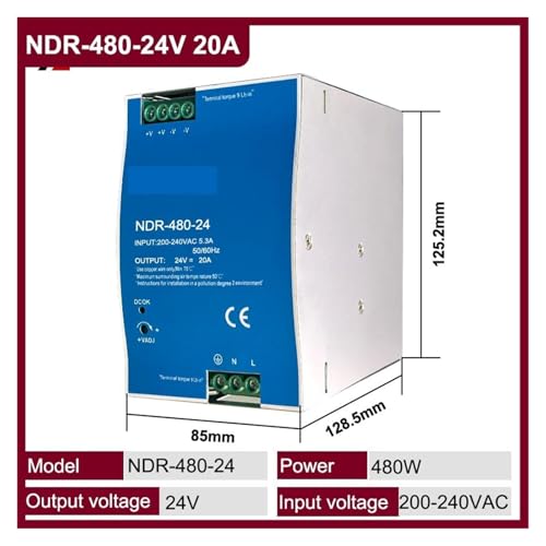 Alimentation électrique industrielle NDR-480-24V transformateur AC/DC 20A - 2