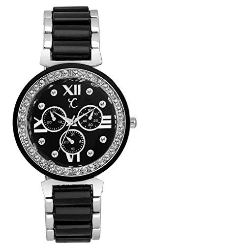 YOUTH CLUB Pearl-BLK DAZZEL Black Chronograph Watch for Girls (B01MY6QAJ3) Amazon Price History, Amazon Price Tracker