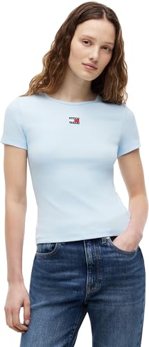 Tommy Jeans Tjw Slim Badge Rib Tee T-Shirt en Maille Côtelée Femme