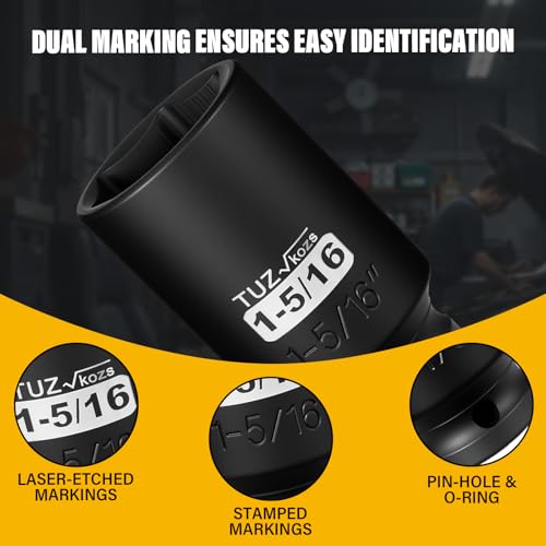 Image of 1 /2 Inch Drive 1-5 /16 Inch Deep SAE 6 Point CR-MO Impact Socket | Radius Corner Design,Square Chamfered Opening,Axle Nut Impact Grade Socket for Easy Removal