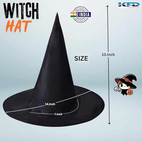 Image of Kaku Fancy Dresses Witch Hat for Girls, Witch Costume Accessory for Halloween Party Prop Multicolor Witch Hat