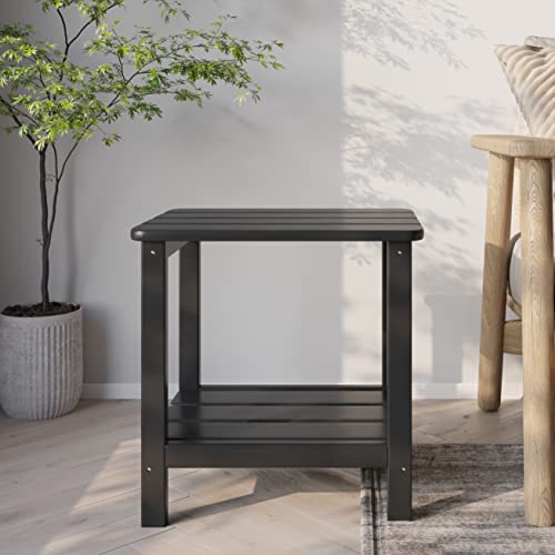 Bacswihom Outdoor Side Tables, Poly Lumber Adirondack Side Table Weather Resistant, 2-Tier Patio End Tables Waterproof & Easy Maintenance For Outside, Garden, Lawn, Pool (Black) #TOP5