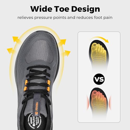 Image of FitVille Mens Walking Shoes Wide Width Lightweight Cushioned Workout Sneakers Pain Relief