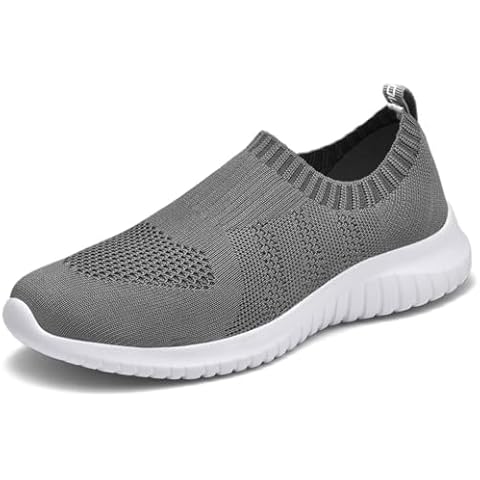 konhill Men's Athletic Walking Shoes - Lightweight Casual Knit Slip on Sneakers 9.5 US Dark Grey,Label 43 Cover