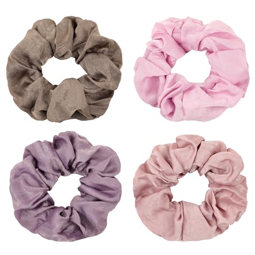 Image of Ivyu Silk Satin Scrunchies - No Crease Hair Ties for Women, Thick Hair Ponytail Holders with Soft Elastic Bands