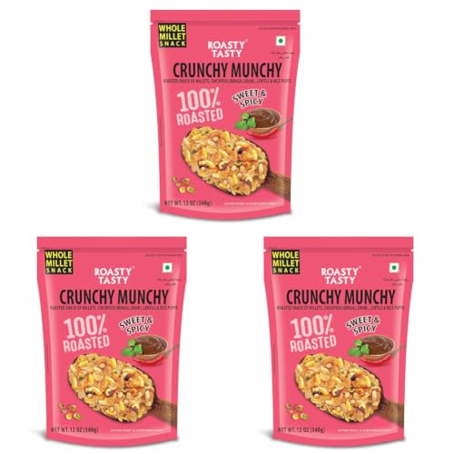 Image of Roasty Tasty Crunchy Munchy 340g | Healthy Snack | No Onion No Garlic | Ideal Millet Namkeen for Kids & Adults | Low Calorie Snacks - Roasted Namkeen - No Cholesterol, No Transfat Diet Mixture in Peri Peri Masala | Millet Snacks Items