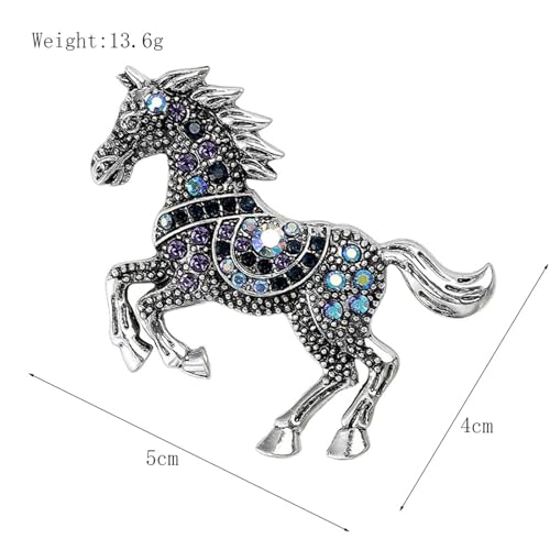 Image of Dreuyet Horse Brooch Pin Horse Racing Suit Lapel Pin for Women Men Rhinestone Antique Gold Horse Animal Brooch Clothing Outfits Accessory Jewelry