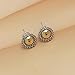 LeCalla 925 Sterling Silver Omega Back Earrings Jewelry Medium Large Antique Round Two-Tone Beaded Dome Statement Omega Clip Back Stud Earring for Women - 15MM