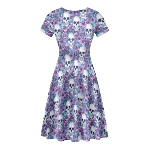 Image of AFPANQZ Womens Casual Summer Lightweight Vintage Dress Short Sleeve Midi Dress Knee-Long Luxury Formal Dress