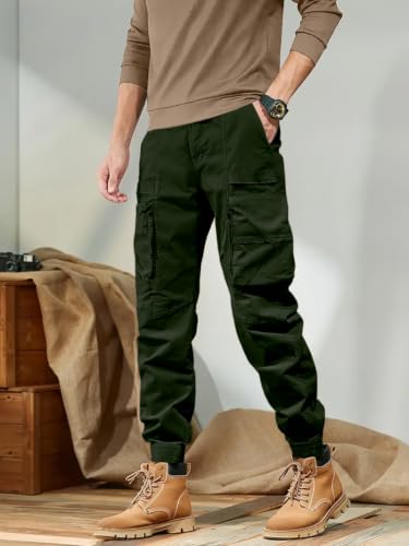 Image of Leriya Fashion Men's Cargo Pants with Pockets | Cotton Joggers for Men | 6 Pocket Jeans Pant | Casual Trousers for Men | Comfortable Casual Workwear Joggers