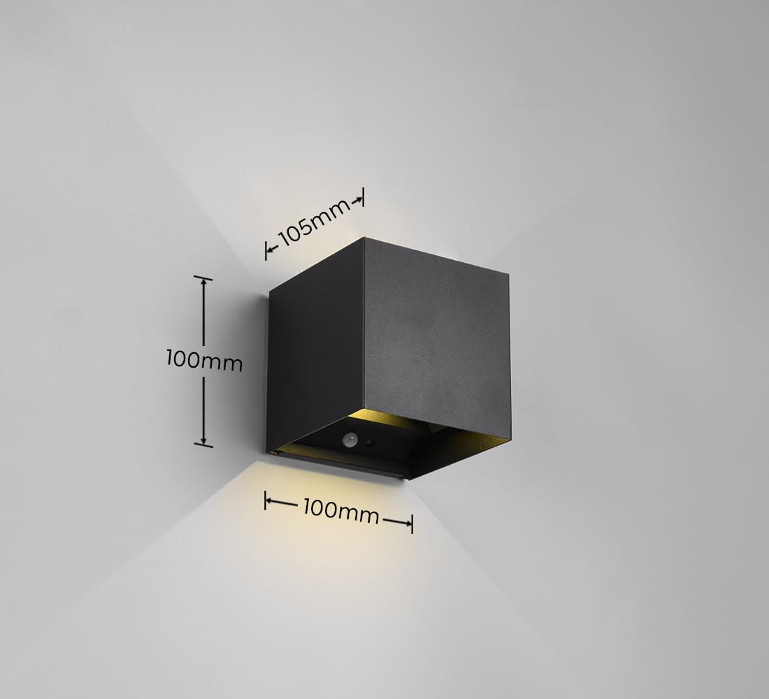 Reality Leuchten Talent R27759132 lampa ścienna LED, kolor czarny, matowy, magnetyczny uchwyt ścienny, w zestawie 2 x 0,5 W, czujnik zmierzchu, czujnik ruchu, oświetlenie w górę i w dół, gniazdo