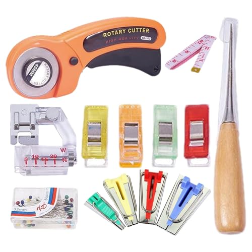 Fabricantes de cintas al bies de costura, Fabricantes de cintas al bies ajustables,Prensatelas para máquina de coser - Kit de dobladillo con cinta al bies para máquina de coser eléctrica con caja de a
