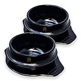 Eutuxia Dolsot Ttukbaegi Stone Bowl with Trivet Tray, Set of 2 Small, Hot Pot for Cooking Soup Stew Jjigae & Any Food, Keep Your Food Hot Until Last Bite, Perfect for Home & Restaurant, Made in Korea