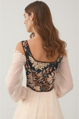 Floral Lace-Up Boned Corset Belt for Women - Vintage Waist Cincher, Adjustable Tie, Comfortable Waist Belts4