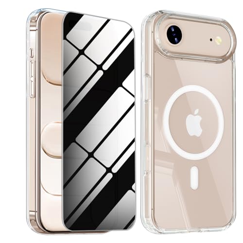 Image of Magnetic for iPhone 17 Air Case with Privacy Screen Protector,iPhone Air [Non-Yellowing] Shockproof Clear Phone Case Compatible with MagSafe Women Girls for 17 air,Transparent