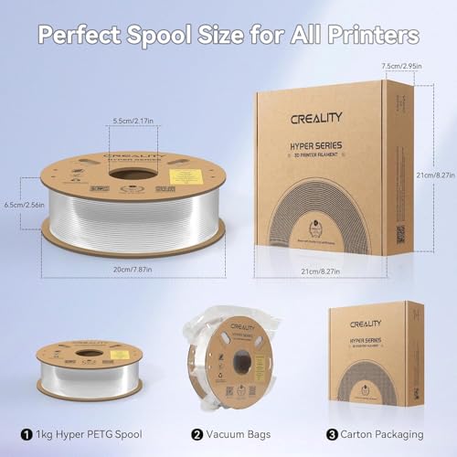 Image of Official Creality Transparent Filament Hyper PETG Filament Clear 1.75mm, High Speed 600mm /s 3D Printer Filament PETG, 1kg(2.2lbs) /Spool, Dimensional Accuracy ± 0.05 mm