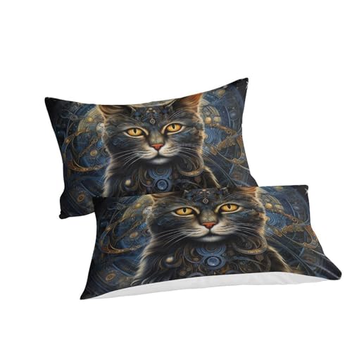 Housse de couette chat 3D 200x200 cm avec 2 taies d'oreiller en microfibre - 3