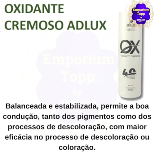 Oxidante Cremoso Volume 40, 900ml Adlux - Evita o Ressecamento, Controle da Intensidade da Cor
