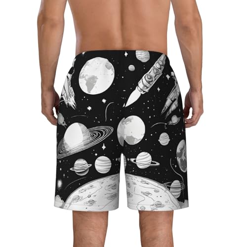 Astronaut and Alien Print Men's Beach Pants Lightweight Quick-Dry Swim Pants with Mesh Lining for Men4