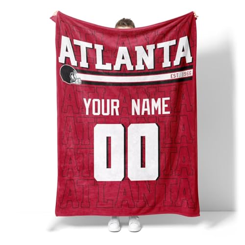 Image of ANTKING Atlanta Throw Blanket for Men Women Boy Custom Name and Number Gifts