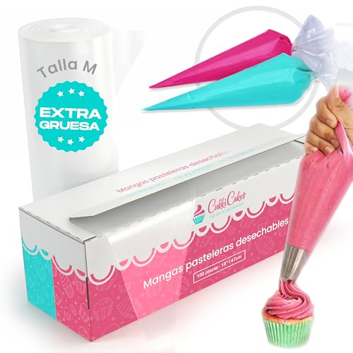 CukkiCakes 100 Mangas Pasteleras Desechables Profesionales (Tamaños: 30/40/47/53cm) - 100% Reciclables – Capa Extra Gruesa (0.08mm)