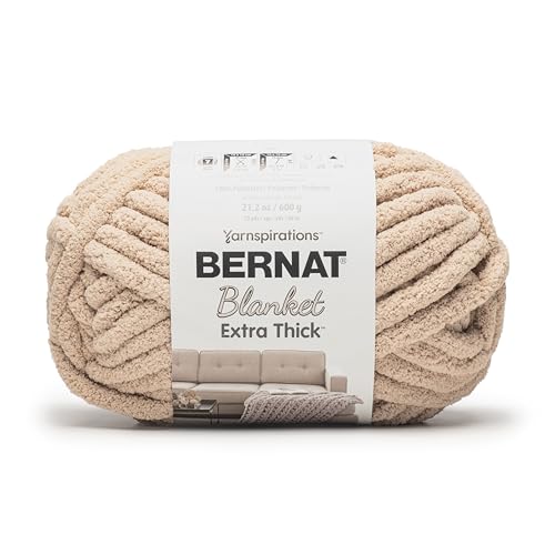 Image of Bernat Blanket Extra Thick Bone Yarn - 1 Pack of 21.12oz /598.74g - 100% Polyester - #7 Jumbo - 72 Yards - Chunky Yarn for Hand Knitting, Crocheting, Crafts & Amigurumi