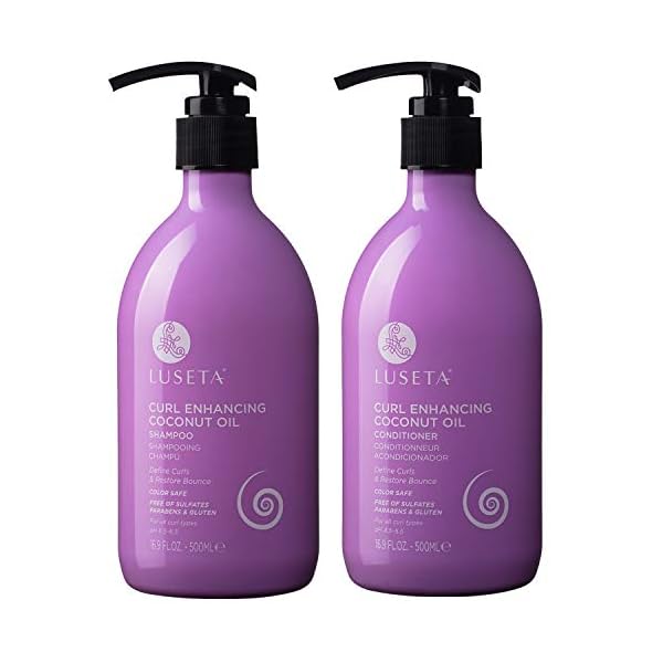 Luseta-Curl-Enhancing-Coconut-Oil-Shampoo-Conditioner-SetUnlimited-Bounce-and-Definition-Reduce-Frizz-and-Repair-Dry-Hair-for-All-Curl-Types-Sulfate-Paraben-Free-2-x-169oz Luseta Curly Hair Shampoo & Conditioner Set with Coconut Oil, Unlimited Bounce and Definition for wavy and Coily hair, Reduce Frizz and Repair Dry Hair, for All Curl Types Sulfate Free 16.9Fl oz à 2