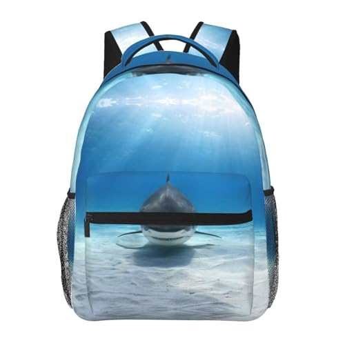 Sac à dos léger en toile OdDdot pour ne plus avoir mal au dos avec son imprimé requin tigre