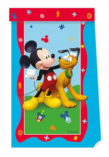 Folat 93828P Sacs de fête Disney Mickey Mouse 4 pièces Multicolore - Mickey Traiter Bonbons...