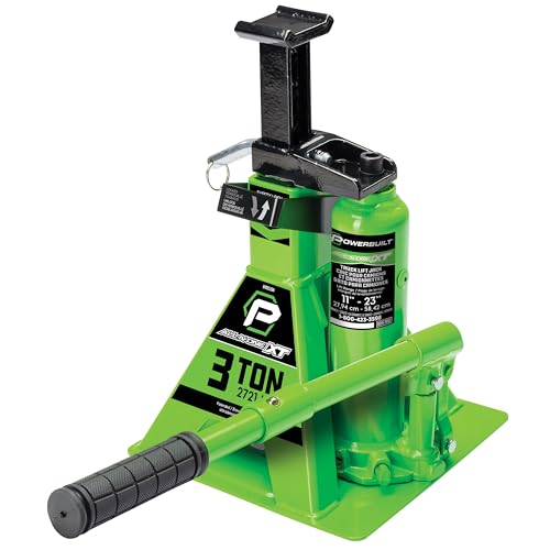 Image of POWERBUILT 3 Ton All-in-One Hydraulic Bottle Jack and Jackstand in One, Compact, Wide Base, 11-21 Inch Range, Eliminates Jackstands, for Trucks, SUVs, RVs, Trailers, ASME, Not for Sedans - 640912