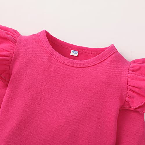 Zfzdren Toddler Baby Girls T Shirt Solid Color Blouse Ruffle Top Cotton Basic Tees Plain Shirt (18-24 Months, Q047) #TOP3