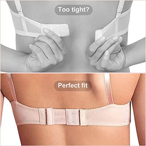 6 Pcs Adjustable Women's Bra Extender 2 Hooks/ 3 Hooks Elastic Bra Extension Strap, Bra Lingerie Extenders, White/Black/Beige (2 Hook+3 Hook) #TOP4