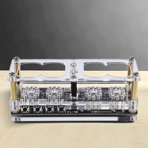 ReachMall IN12 Nixie Tube Clock, Remote Control Setting, Colorful Light, Time and Date (With Tubes)