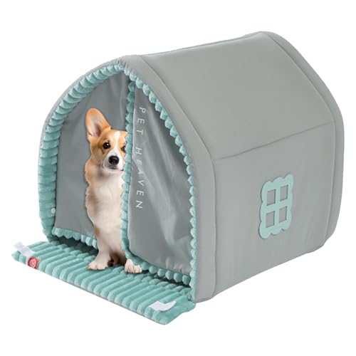 Cuccia per cani chiusa con porta, cuccia per cani da interno, calda cuccia per cuccioli con porta - cuccia per gatti grande inclusa, per animali domestici, autunno e inverno, coppia