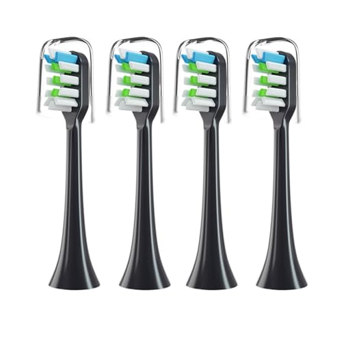 WENHA(小さな店) 4 個 X3/X3U/X5 交換用歯ブラシヘッドきれいな歯ブラシヘッド音波電動歯ブラシソフト毛ノズル(4pcs Black)