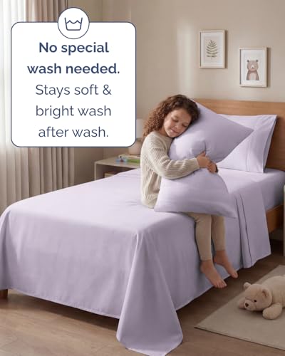 Image of Twin 4 Piece Bed Sheet Set - Breathable & Cooling Sheets - Light Lavender | Ultra Soft Hotel Luxury Bedding Set with 8-16 Inch Deep Pockets, 1 Flat & 1 Fitted Sheet & 2 Pillowcases, Wrinkle & Fade Free