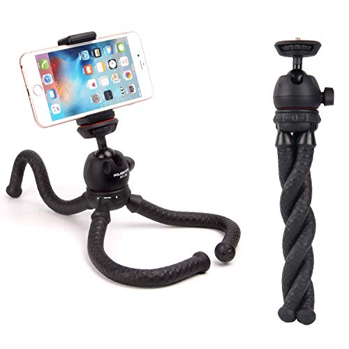 POLAM-FOTO Mini Phone Tripod, Flexible Octopus Camera Tripod for Phone with Phone Mount and go pro Clip, Tabletop Spider Tripod for Mirrorless DSLR Sony Nikon Canon Olympus Leica Pentax GoPro